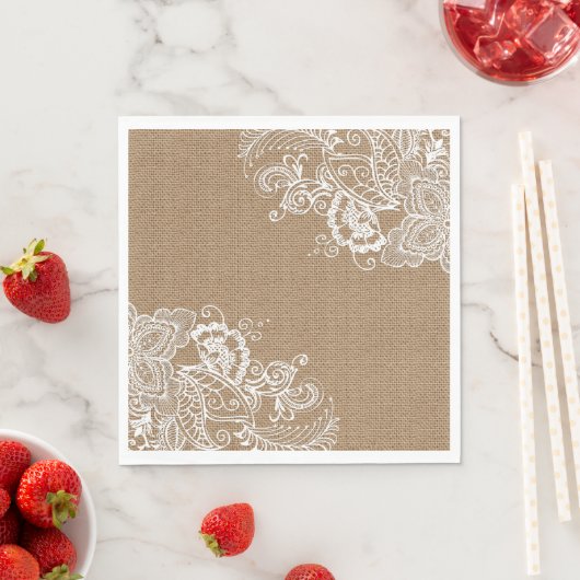 Burlap en kant bloemenpapier servet (Insitu)