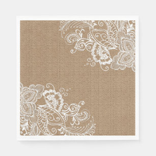 Burlap en kant bloemenpapier servet