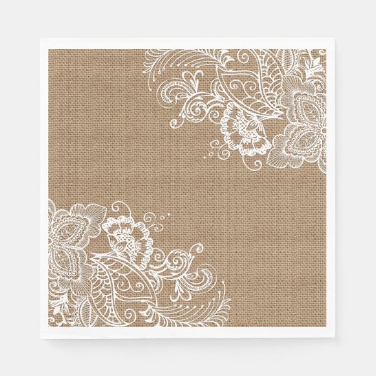 Burlap en kant bloemenpapier servet (Voorkant)