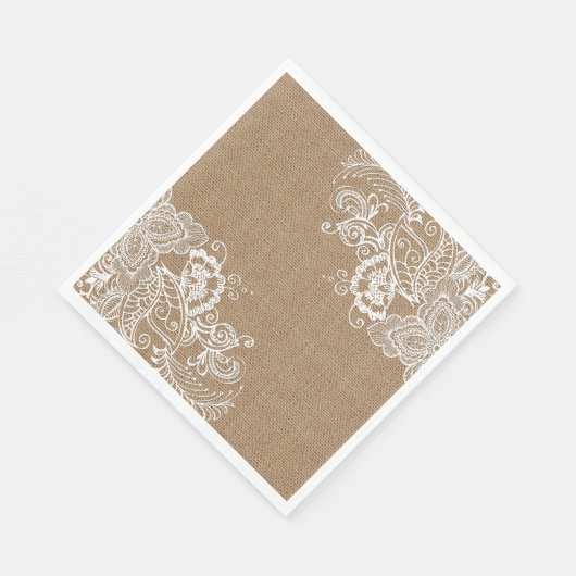 Burlap en kant bloemenpapier servet (Hoek)