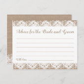 Burlap en kant bruiloft advies Kaarten, rustiek Briefkaart (Voorkant / Achterkant)