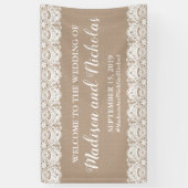 Burlap en Kant Bruiloft Banner Decoratie, Rustiek (Verticaal)