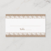 Burlap en Kant Bruiloft Flat Place Card, Rustiek Plaatskaartje (Voorkant)