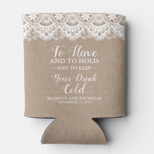Burlap en kant bruiloft Koelboxxen, rustiek Blikjeskoeler (Achterkant)
