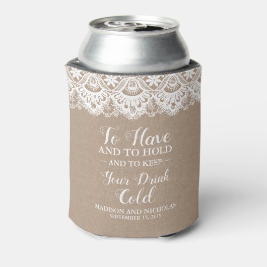 Burlap en kant bruiloft Koelboxxen, rustiek Blikjeskoeler (Blikje Achterkant)