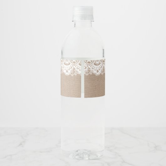 Burlap en Kant Bruiloft Water Fles Labels Rustiek Waterfles Etiket (Achterkant)