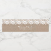 Burlap en Kant Bruiloft Water Fles Labels Rustiek Waterfles Etiket (Enkel label)