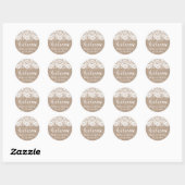 Burlap en kant bruiloft welkom Stickers, rustiek Ronde Sticker (Vel)
