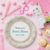 Burlap en kant gepersonaliseerd Vrijgezellenfeest Papieren Bordje (Feest)