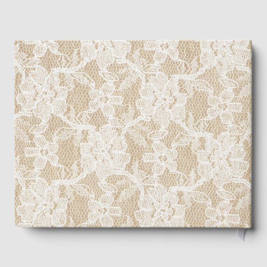 Burlap en Kant Marine Blauw Foto Bruiloft Gastenboek (Achterkant)