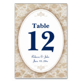 Burlap en Kant met Navy Blue Number Kaart (Voorkant)