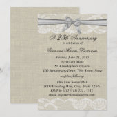 Burlap en kant met Silver Bow 25th Jubileum Kaart (Voorkant / Achterkant)