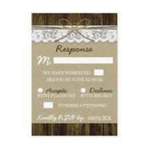 Burlap en kant met Twine Wedding RSVP-Kaarten