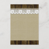 Burlap en kant met Twine Wedding RSVP-Kaarten RSVP Kaartje (Achterkant)