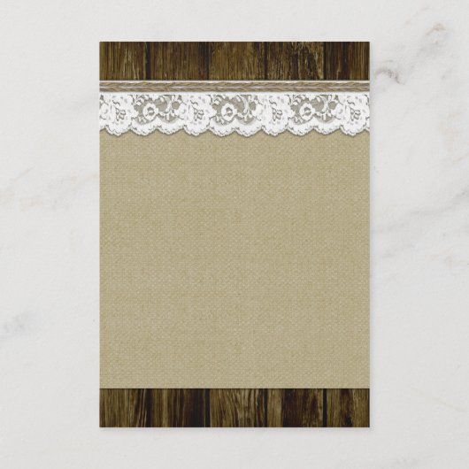 Burlap en kant met Twine Wedding RSVP-Kaarten RSVP Kaartje (Achterkant)
