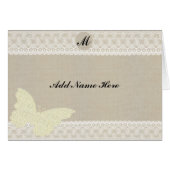Burlap en Kant Monogram Tafel Plaats Kaart (Voorkant Horizontaal)