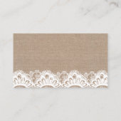 Burlap en Kant Registry Insert Kaarten, rustiek Visitekaartje (Achterkant)