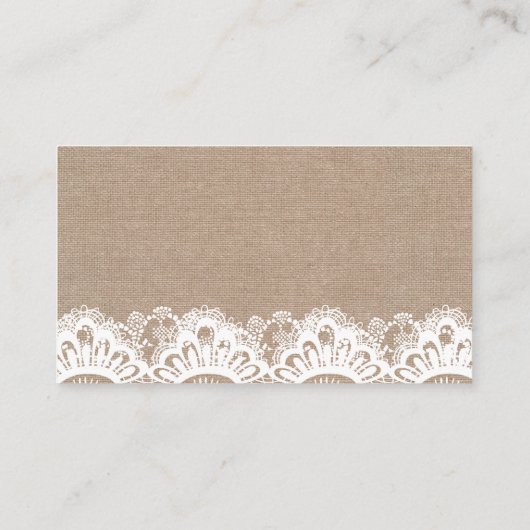 Burlap en Kant Registry Insert Kaarten, rustiek Visitekaartje (Achterkant)