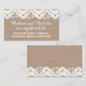 Burlap en Kant Registry Insert Kaarten, rustiek Visitekaartje (Voorkant / Achterkant)