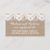 Burlap en Kant Registry Insert Kaarten, rustiek Visitekaartje (Voorkant)