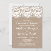 Burlap en Kant repetitie diner uitnodigingen (Voorkant)