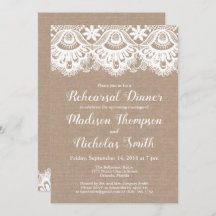 Burlap en Kant repetitie diner uitnodigingen