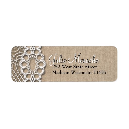 Burlap en Kant Rustieke Adresetiketten Etiket (Voorkant)