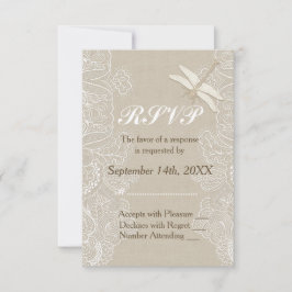 Burlap en kant rustieke bruiloft RSVP