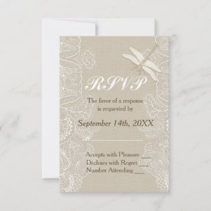 Burlap en kant rustieke bruiloft RSVP
