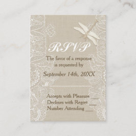 Burlap en kant rustieke bruiloft RSVP Informatiekaartje