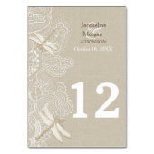 Burlap en Kant Rustieke Bruiloft Tafel Nummer Kaar Kaart (Achterkant)