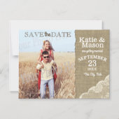 Burlap en kant rustieke foto Save the Date Magnetische Uitnodiging (Voorkant)