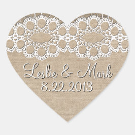 Burlap en kant Shabby trouwdatum Sticker