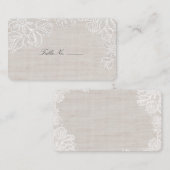 Burlap en Kant Tafel Plaats Kaart Plaatskaartje (Voorkant / Achterkant)