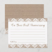 Burlap en Kant Tijd Capsule Kaarten, Rustiek Briefkaart (Voorkant / Achterkant)