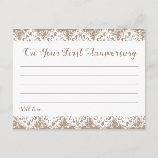 Burlap en Kant Tijd Capsule Kaarten, Rustiek Briefkaart (Voorkant)