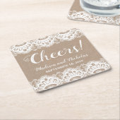 Burlap en Kant Trouwpapier Onderzetters, Rustiek Kartonnen Onderzetters (Schuin)