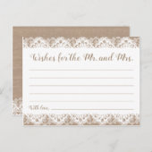Burlap en Kant Trouwwensen Kaarten, Rustiek Briefkaart (Voorkant / Achterkant)