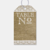 Burlap en Kant  Typografie Tafelnummer Cadeaulabel (Voorkant)