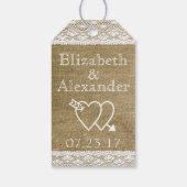 Burlap en Kant Typografie Tafelnummer Cadeaulabel (Achterkant)