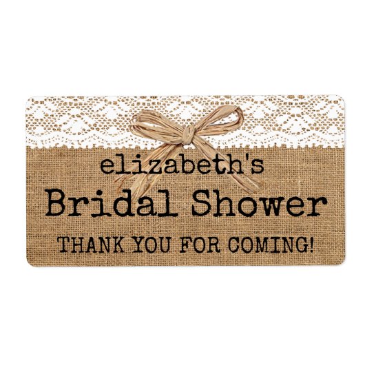 Burlap en Kant Vrijgezellenfeest Etiket (Voorkant)