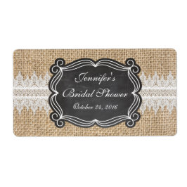 Burlap en Kant Waterflesje Etiket