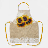 Burlap en kant zonnebloemen boeket rustiek land schort (Voorkant)