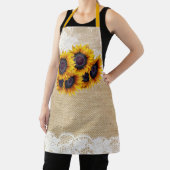 Burlap en kant zonnebloemen boeket rustiek land schort (Insitu)