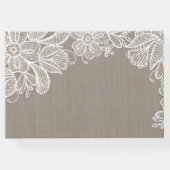 Burlap en kantbruiloft gastenboek (Achterkant)