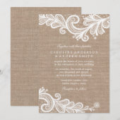 Burlap en kantbruiloft kaart (Voorkant / Achterkant)