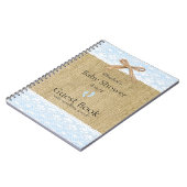 Burlap en Lace Afbeelding Blue Baby shower Guest B Notitieboek (Linkerzijde)