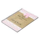 Burlap- en Lace Afbeelding Roze Baby shower Guest  Notitieboek (Linkerzijde)