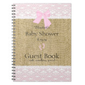 Burlap- en Lace Afbeelding Roze Baby shower Guest  Notitieboek (Voorkant)