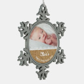 Burlap en Lace Baby's Eerste Kerstmis Tin Sneeuwvlok Ornament (Links)